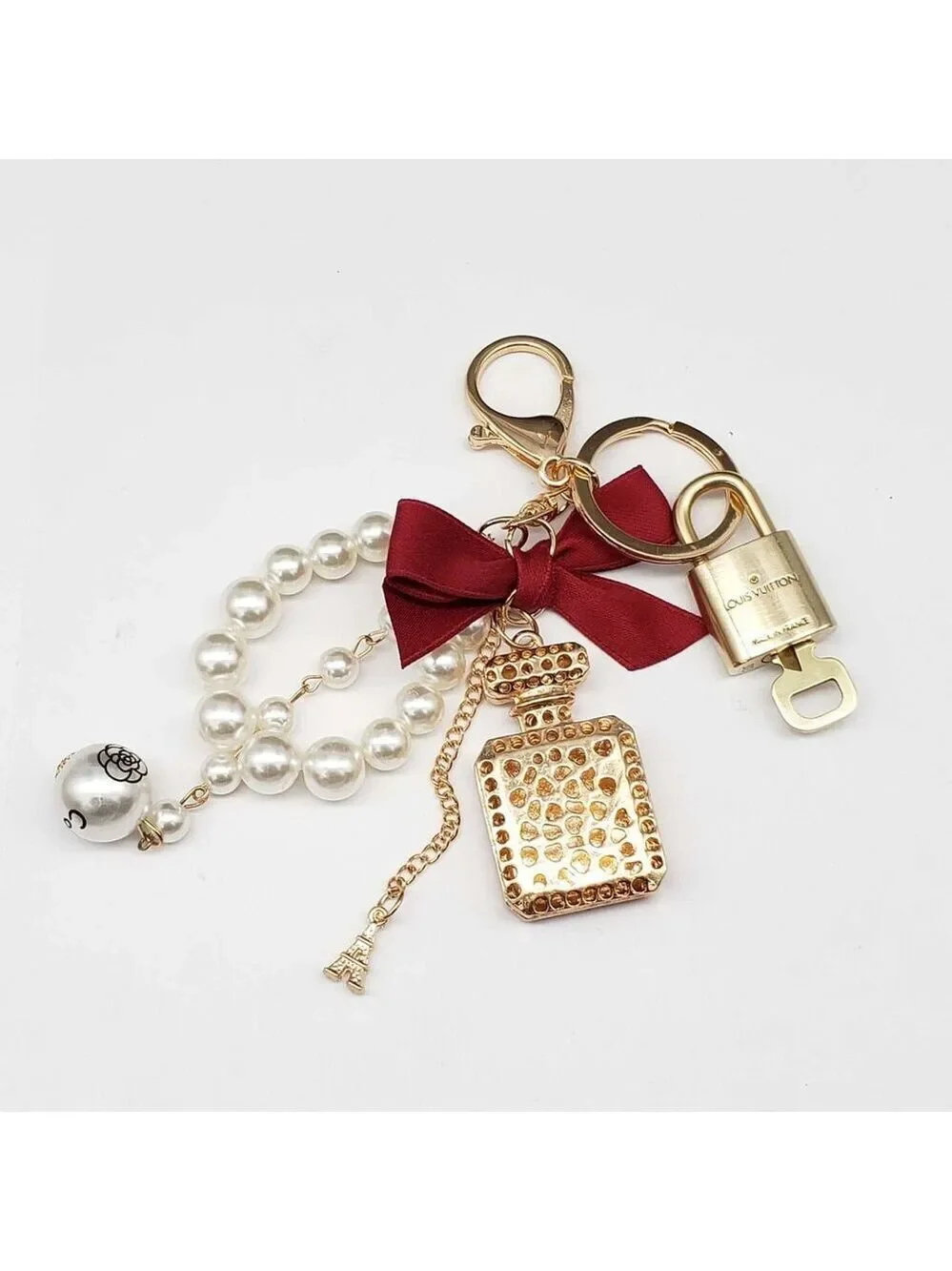 Authentic LV Gold Padlock & Key 🔑 Bag Charm / Unbranded Keychain Combo